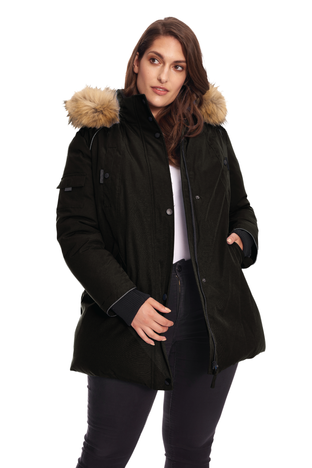 GLACIER PLUS | PARKA FEMME EN DUVET VÉGAN (RECYCLÉE), NOIR (TAILLE GRANDE)