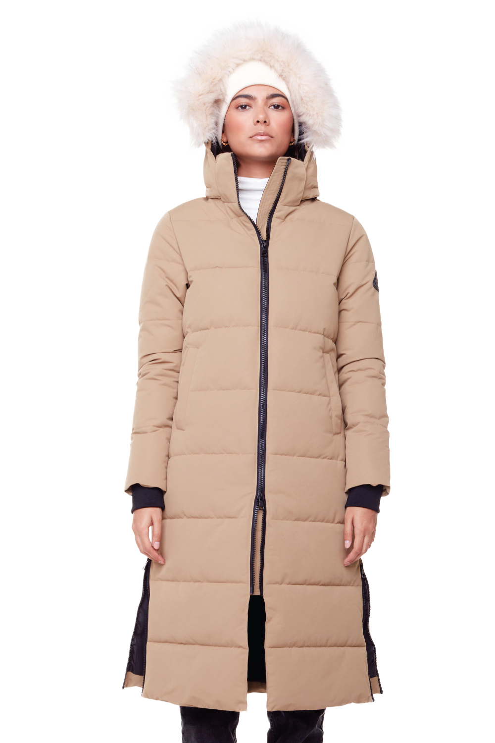 KLUANE | PARKA ULTRA LONGUE EN DUVET VÉGAN POUR FEMME (RECYCLÉE), CAMEL