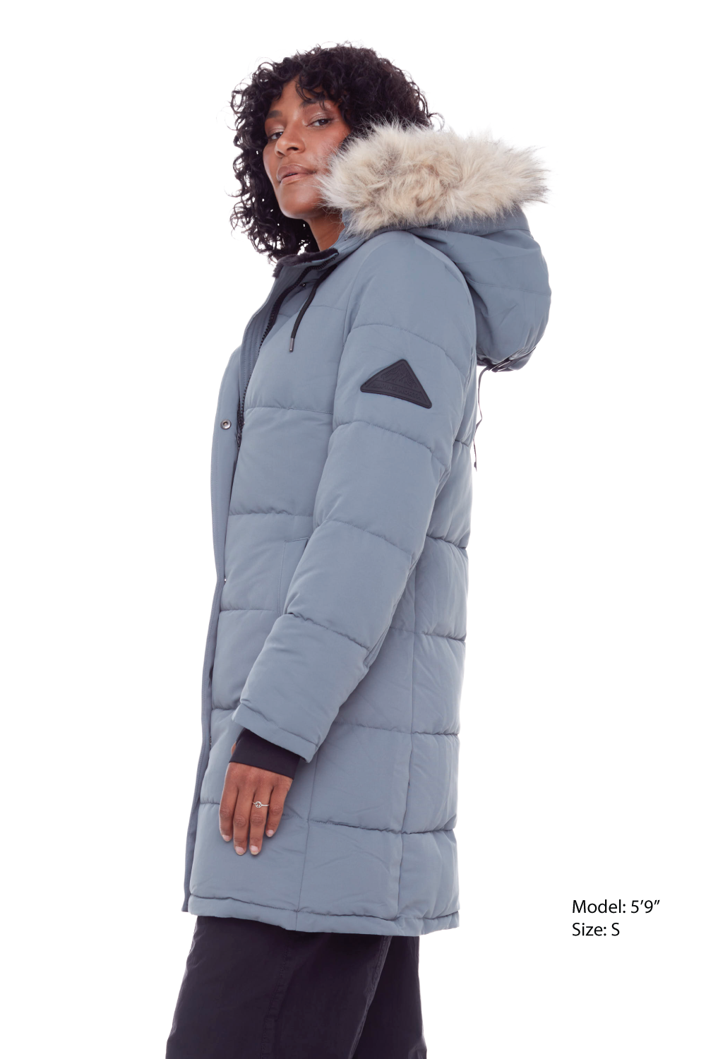 AULAVIK | PARKA À CAPUCHE MI-LONGUE EN DUVET VÉGAN (RECYCLÉE) POUR FEMME, ARDOISE