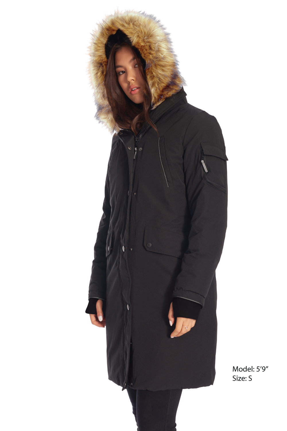 LAURENTIAN | PARKA LONGUE EN DUVET VÉGAN (RECYCLÉE) POUR FEMME, NOIR