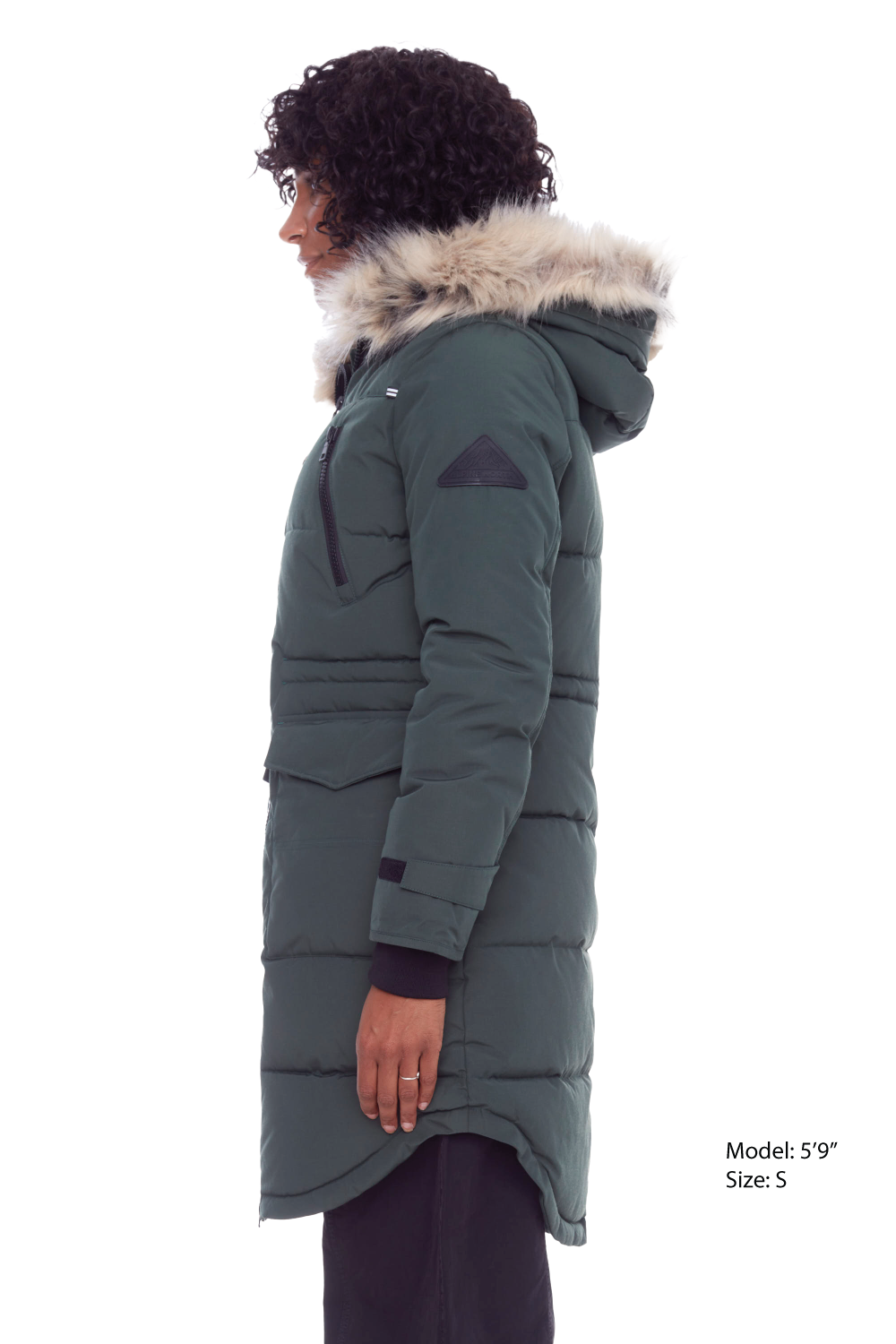 UKON | PARKA À CORDON DE SERRAGE EN DUVET VÉGAN POUR FEMME (RECYCLÉE), VERT FONCÉ