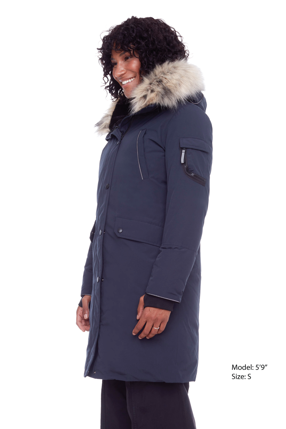 LAURENTIAN | PARKA LONGUE EN DUVET VÉGAN (RECYCLÉE) POUR FEMME, BLEU MARINE