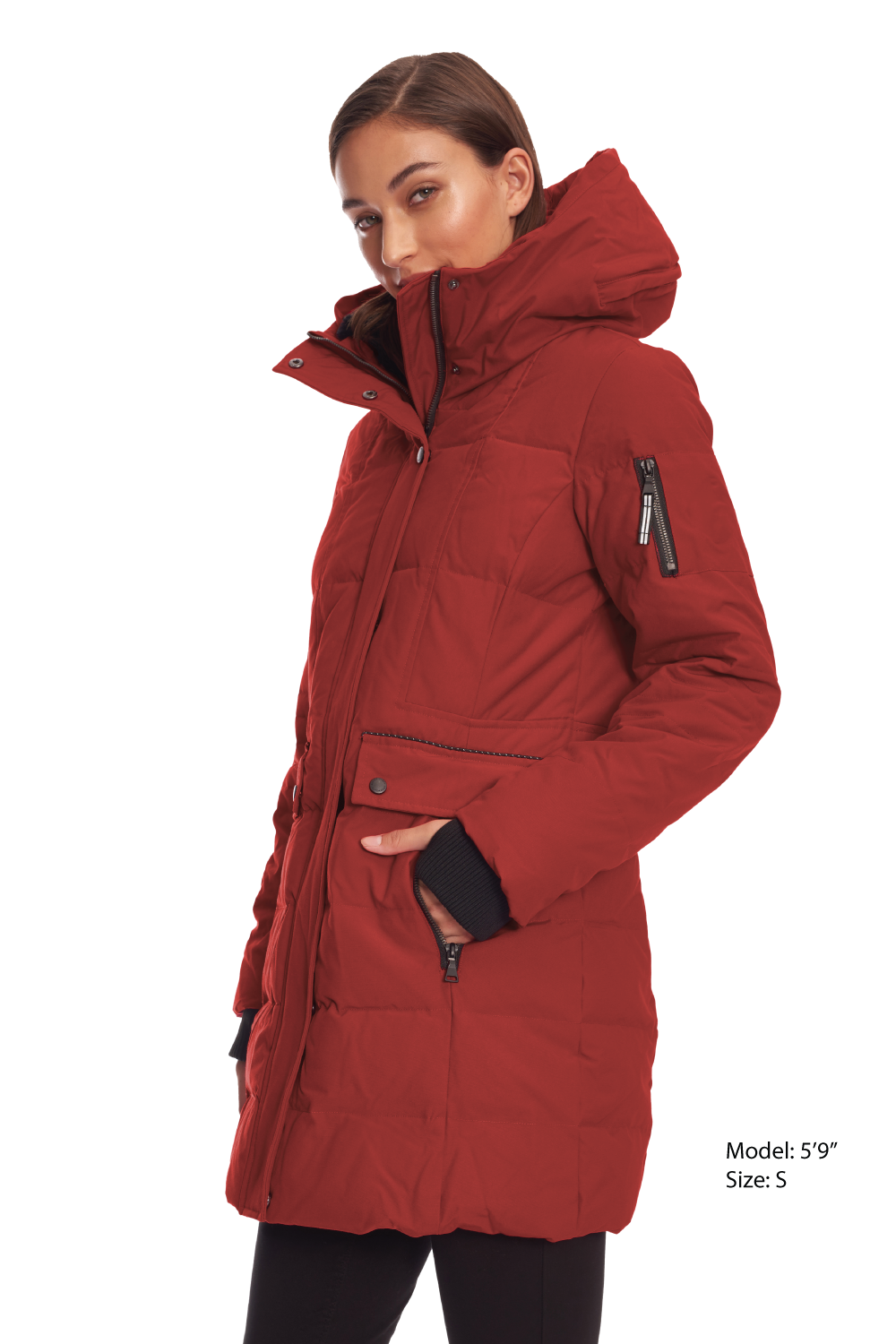 KOOTNEY | WOMEN'S VEGAN DOWN (RECYCLED) MID-LENGTH PARKA, CRIMSON