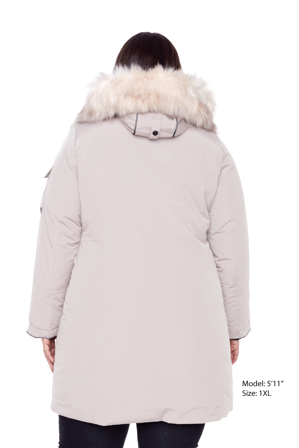 LAURENTIAN PLUS | PARKA LONGUE EN DUVET VÉGAN (RECYCLÉE) POUR FEMME, TAUPE (TAILLES GRANDES)