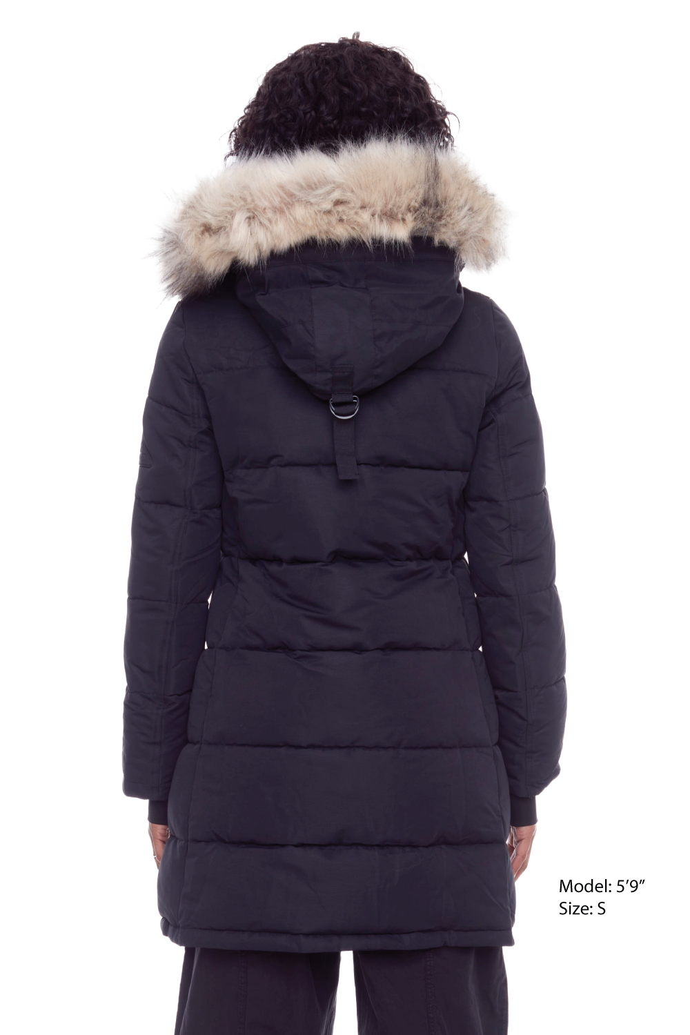 AULAVIK | PARKA À CAPUCHE MI-LONGUE EN DUVET VÉGAN (RECYCLÉE) POUR FEMME, NOIR