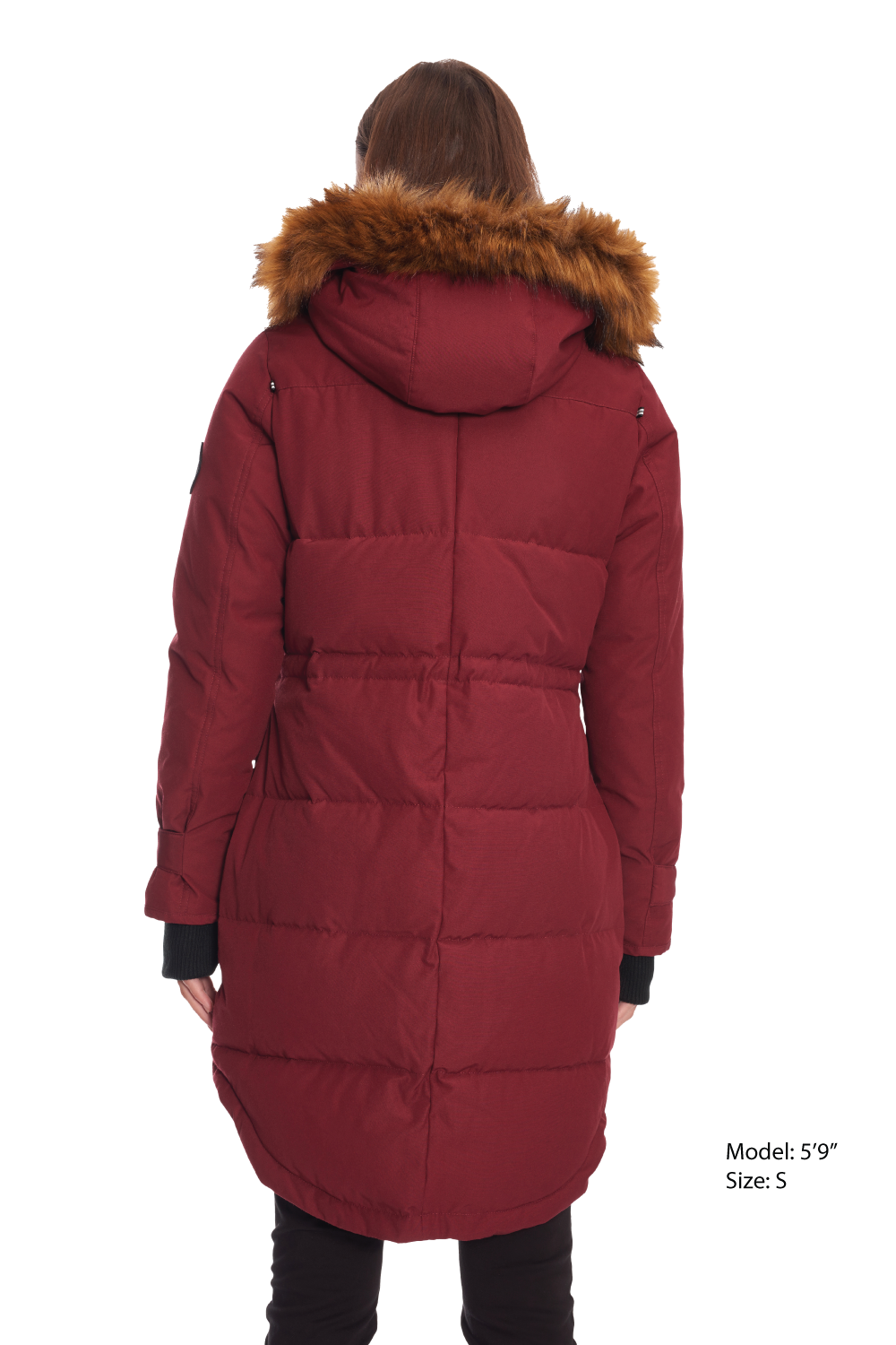 UKON | PARKA À CORDON DE SERRAGE EN DUVET VÉGAN POUR FEMME (RECYCLÉE), OXBLOOD