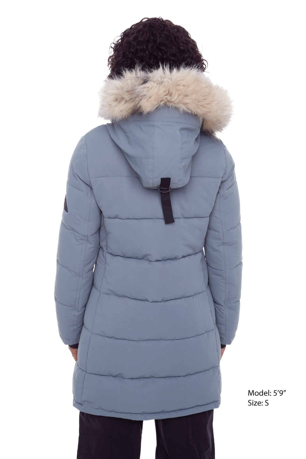 AULAVIK | PARKA À CAPUCHE MI-LONGUE EN DUVET VÉGAN (RECYCLÉE) POUR FEMME, ARDOISE