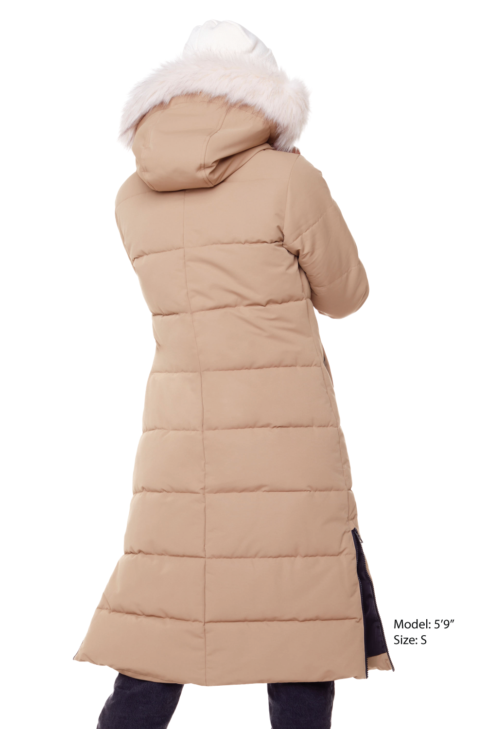 KLUANE | PARKA ULTRA LONGUE EN DUVET VÉGAN POUR FEMME (RECYCLÉE), CAMEL