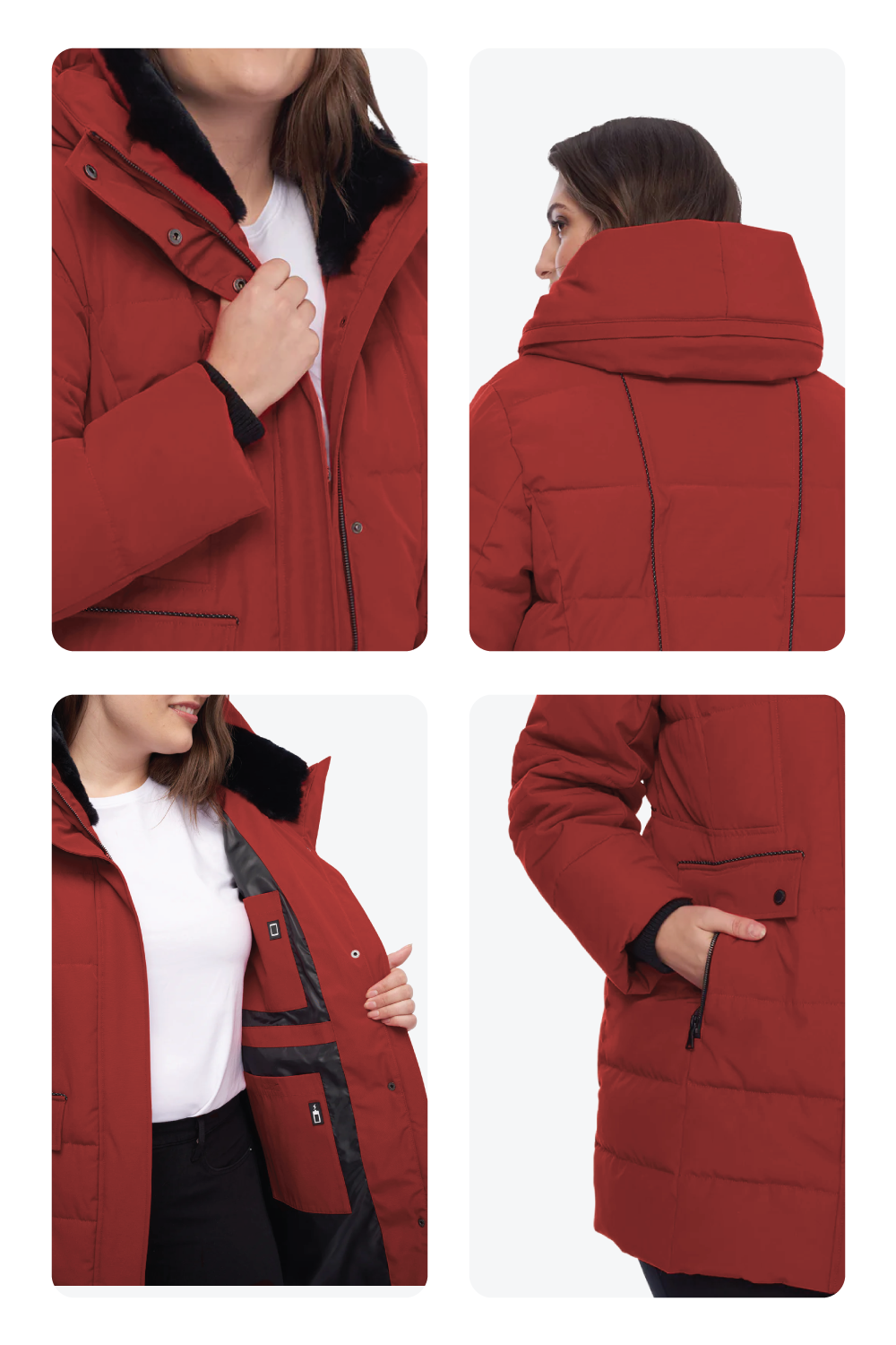 KOOTNEY PLUS | WOMEN'S VEGAN DOWN (RECYCLED) MID-LENGTH PARKA, CRIMSON (PLUS SIZE)