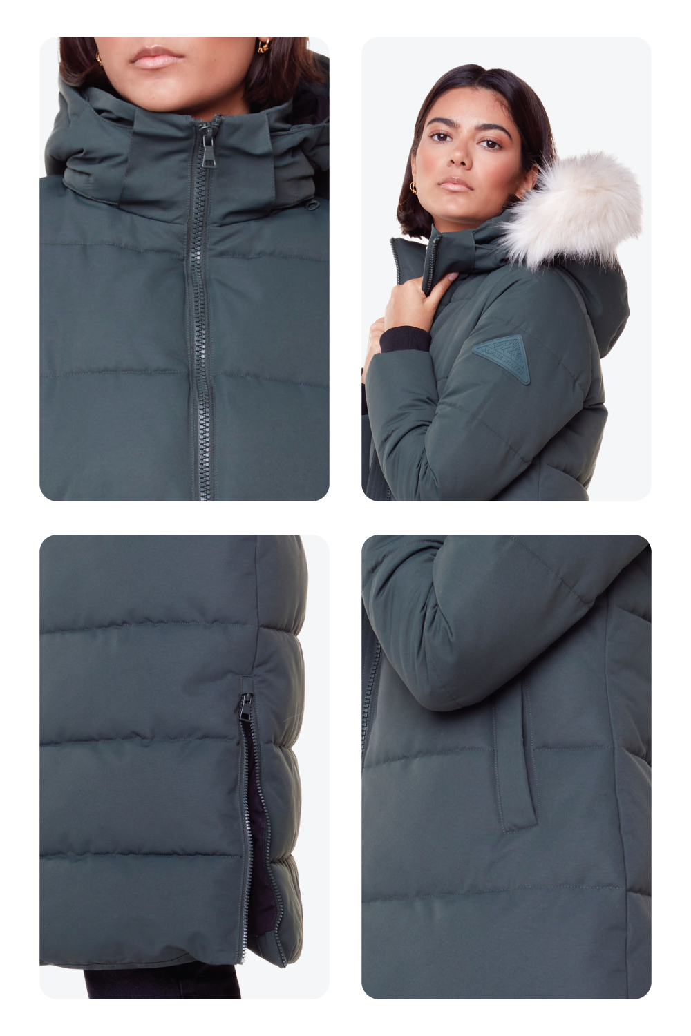 KLUANE | PARKA ULTRA LONGUE EN DUVET VÉGAN POUR FEMME (RECYCLÉE), VERT FORÊT