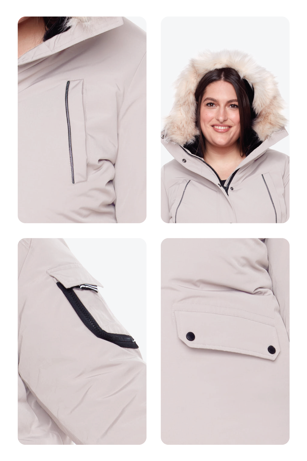 LAURENTIAN PLUS | PARKA LONGUE EN DUVET VÉGAN (RECYCLÉE) POUR FEMME, TAUPE (TAILLES GRANDES)