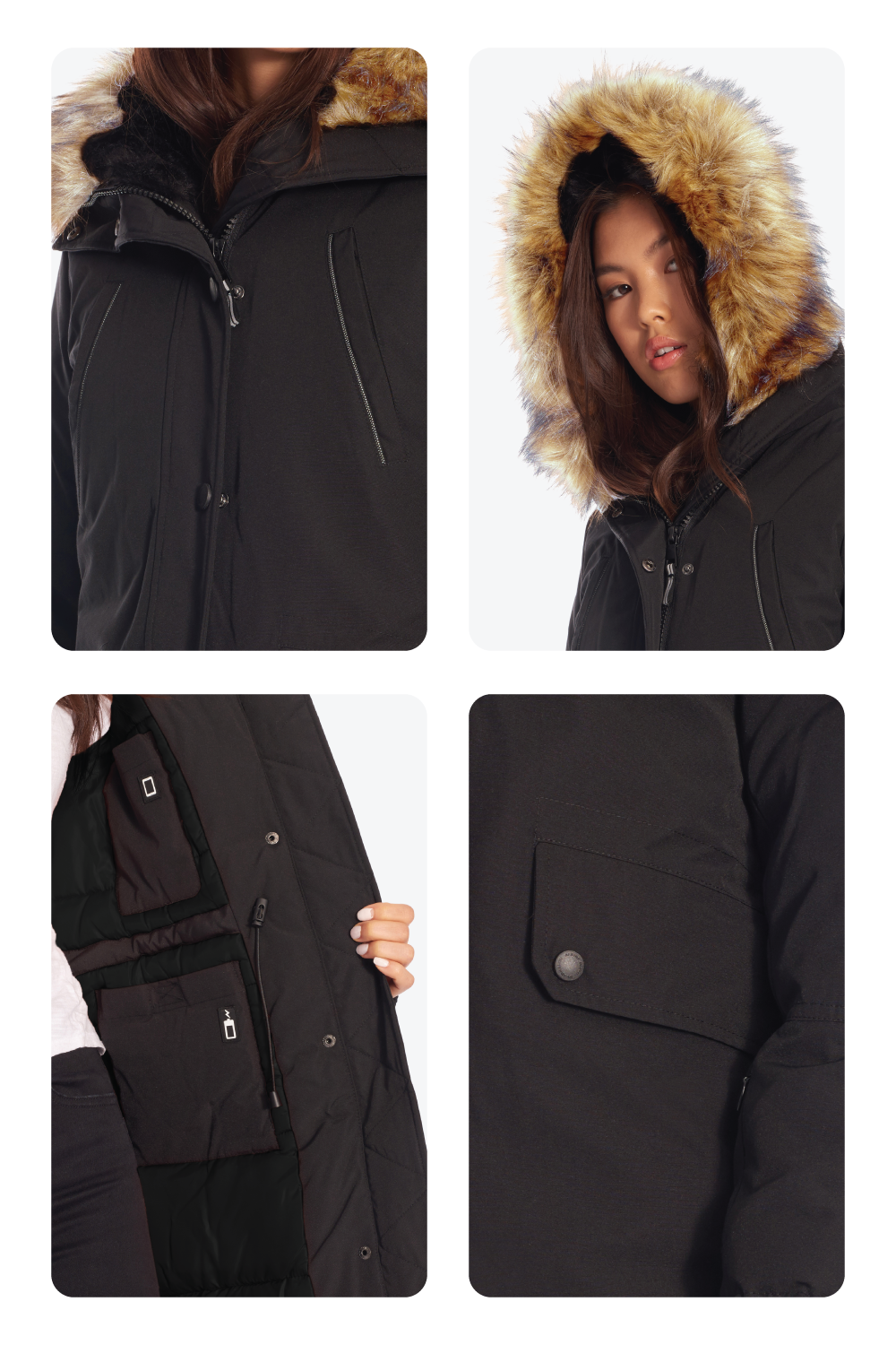 LAURENTIAN | PARKA LONGUE EN DUVET VÉGAN (RECYCLÉE) POUR FEMME, NOIR