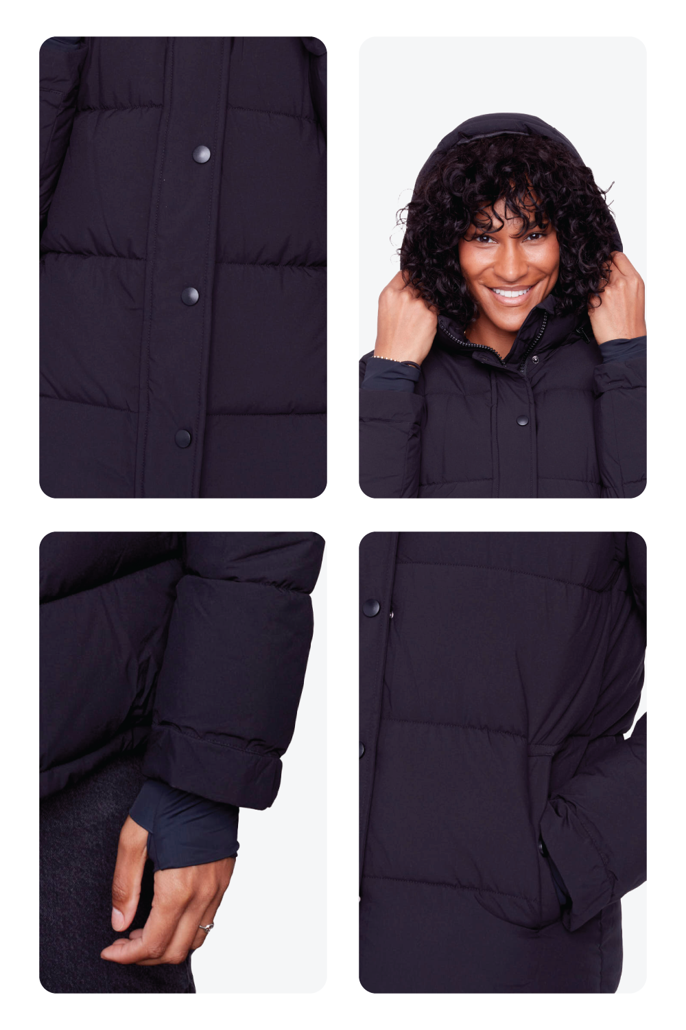 FORILLON | Doudoune courte végane pour femme (duvet recyclé), noire