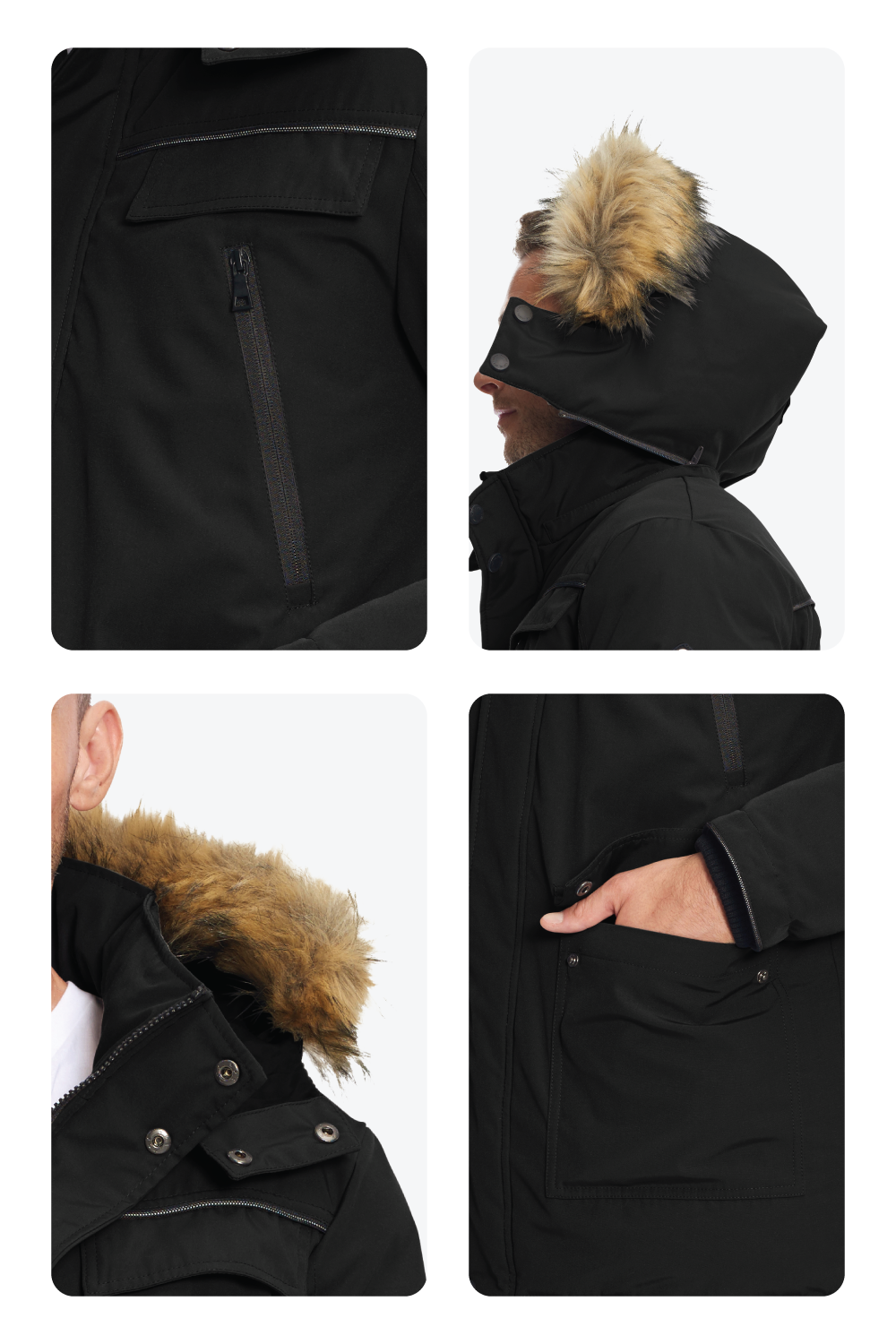 FRASER | PARKA EN DUVET VÉGAN POUR HOMME (RECYCLÉE), NOIR