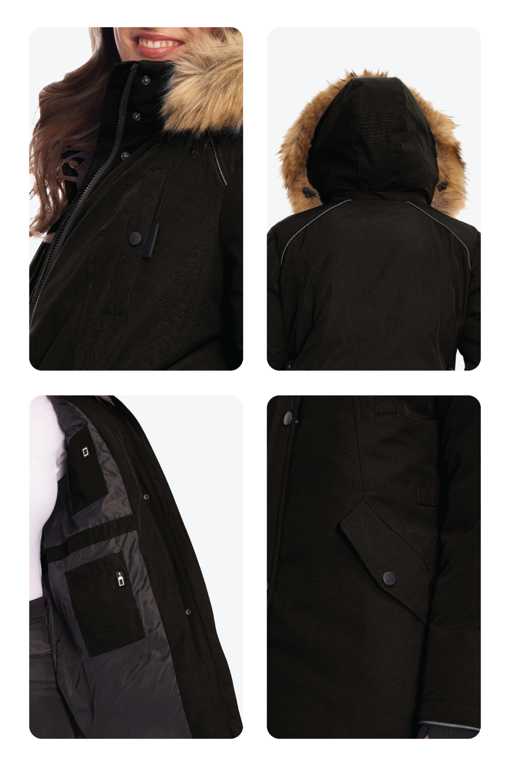 GLACIER PLUS | PARKA FEMME EN DUVET VÉGAN (RECYCLÉE), NOIR (TAILLE GRANDE)