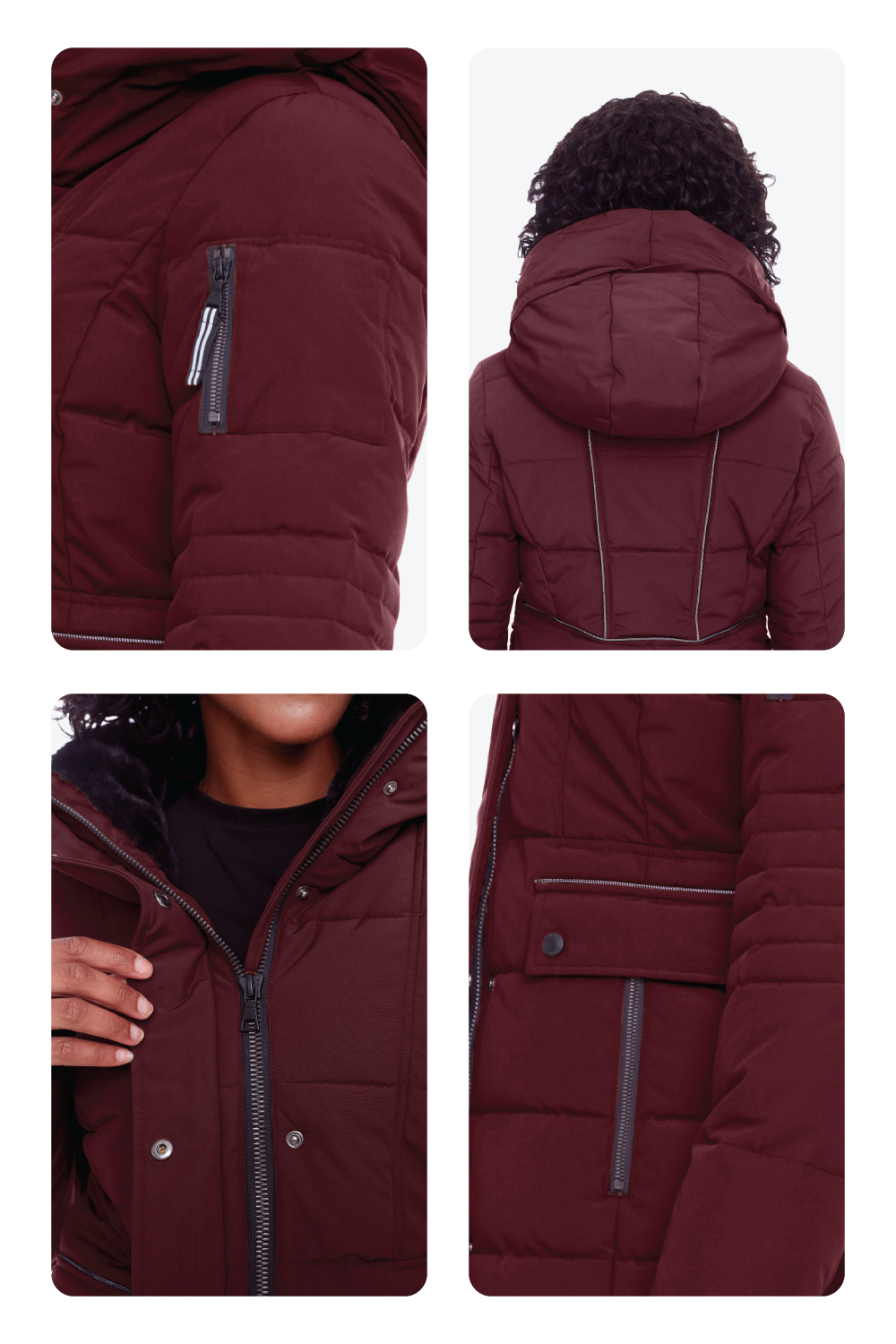 KOOTNEY | PARKA MI-LONGUE EN DUVET VÉGAN (RECYCLÉE) POUR FEMME, RAISIN