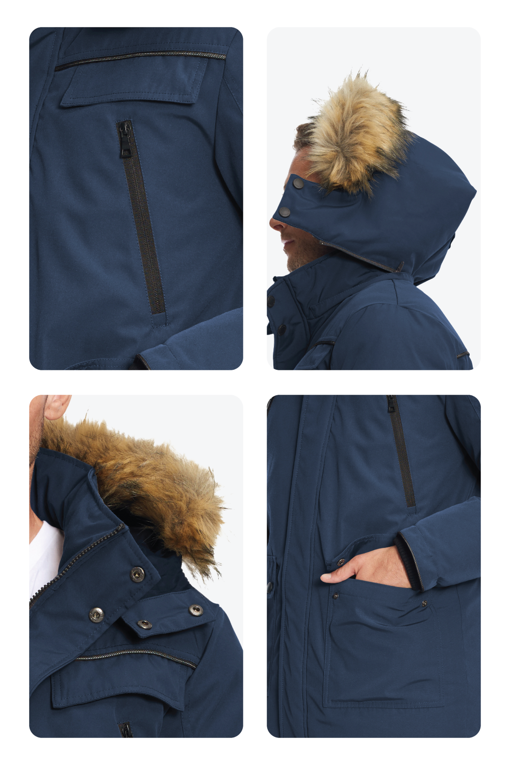 FRASER | PARKA EN DUVET VÉGAN POUR HOMME (RECYCLÉE), BLEU MARINE