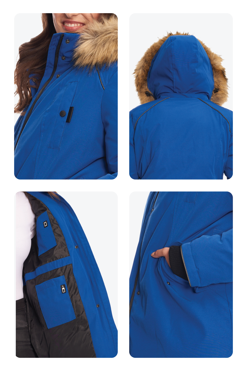 GLACIER PLUS | PARKA FEMME EN DUVET VÉGAN (RECYCLÉE), COBALT (TAILLE GRANDE)