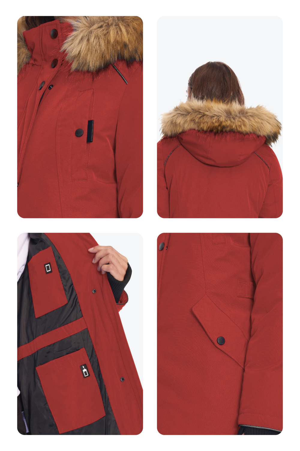 GLACIER | WOMEN'S VEGAN DOWN (RECYCLED) PARKA, CRIMSON