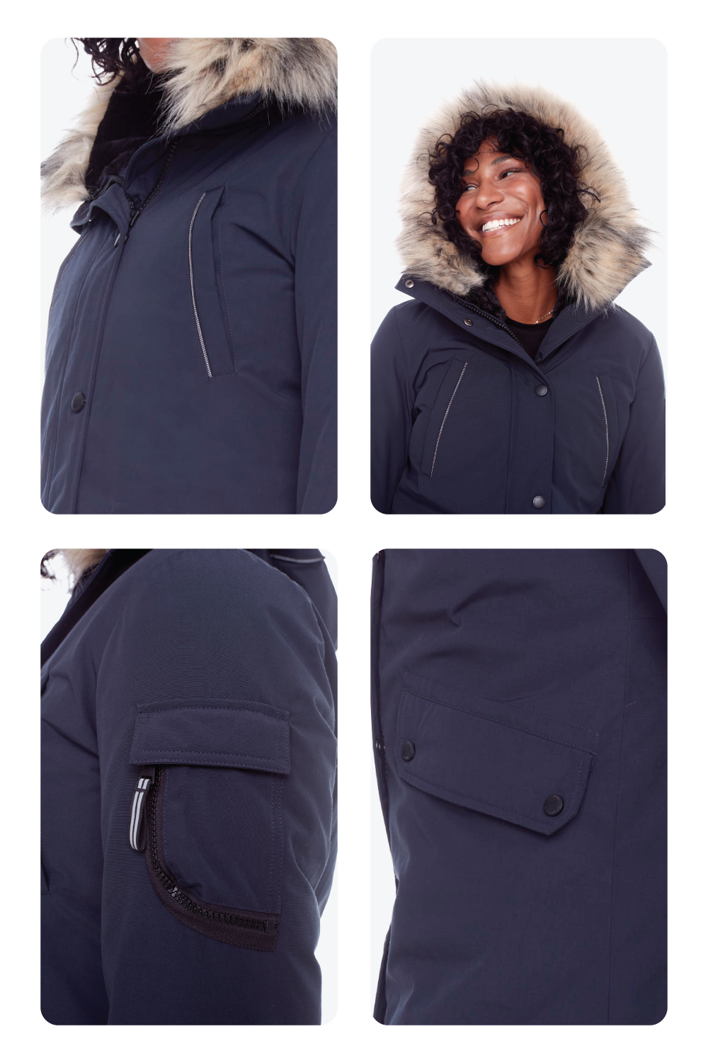 LAURENTIAN | PARKA LONGUE EN DUVET VÉGAN (RECYCLÉE) POUR FEMME, BLEU MARINE