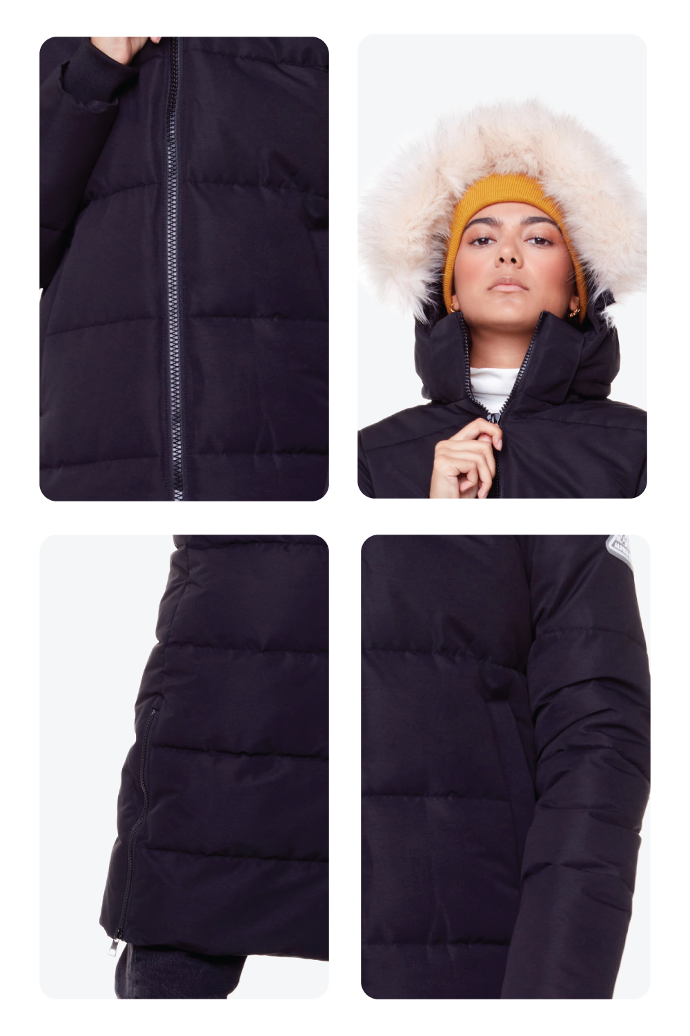 KLUANE | PARKA ULTRA LONGUE EN DUVET VÉGAN POUR FEMME (RECYCLÉE), NOIR