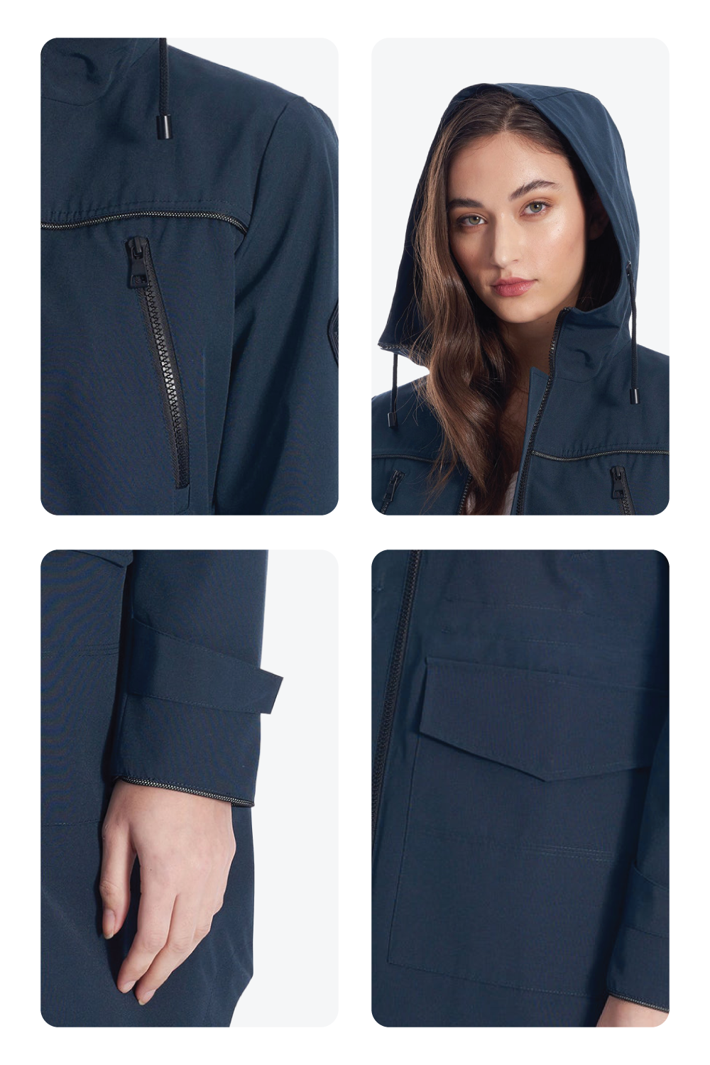 KUSAWA | IMPERMÉABLE À CORDON POUR FEMME, BLEU MARINE