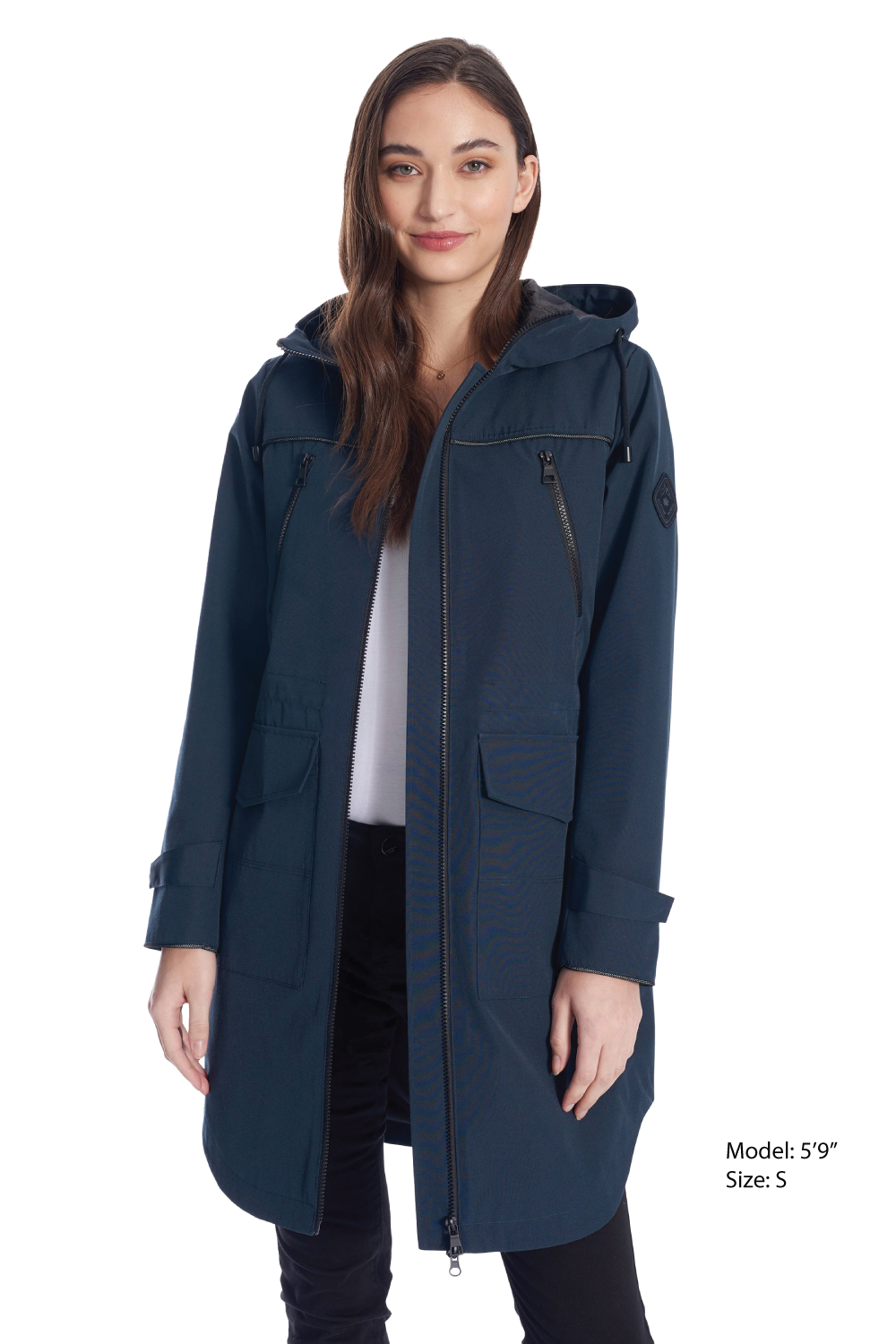 KUSAWA | IMPERMÉABLE À CORDON POUR FEMME, BLEU MARINE
