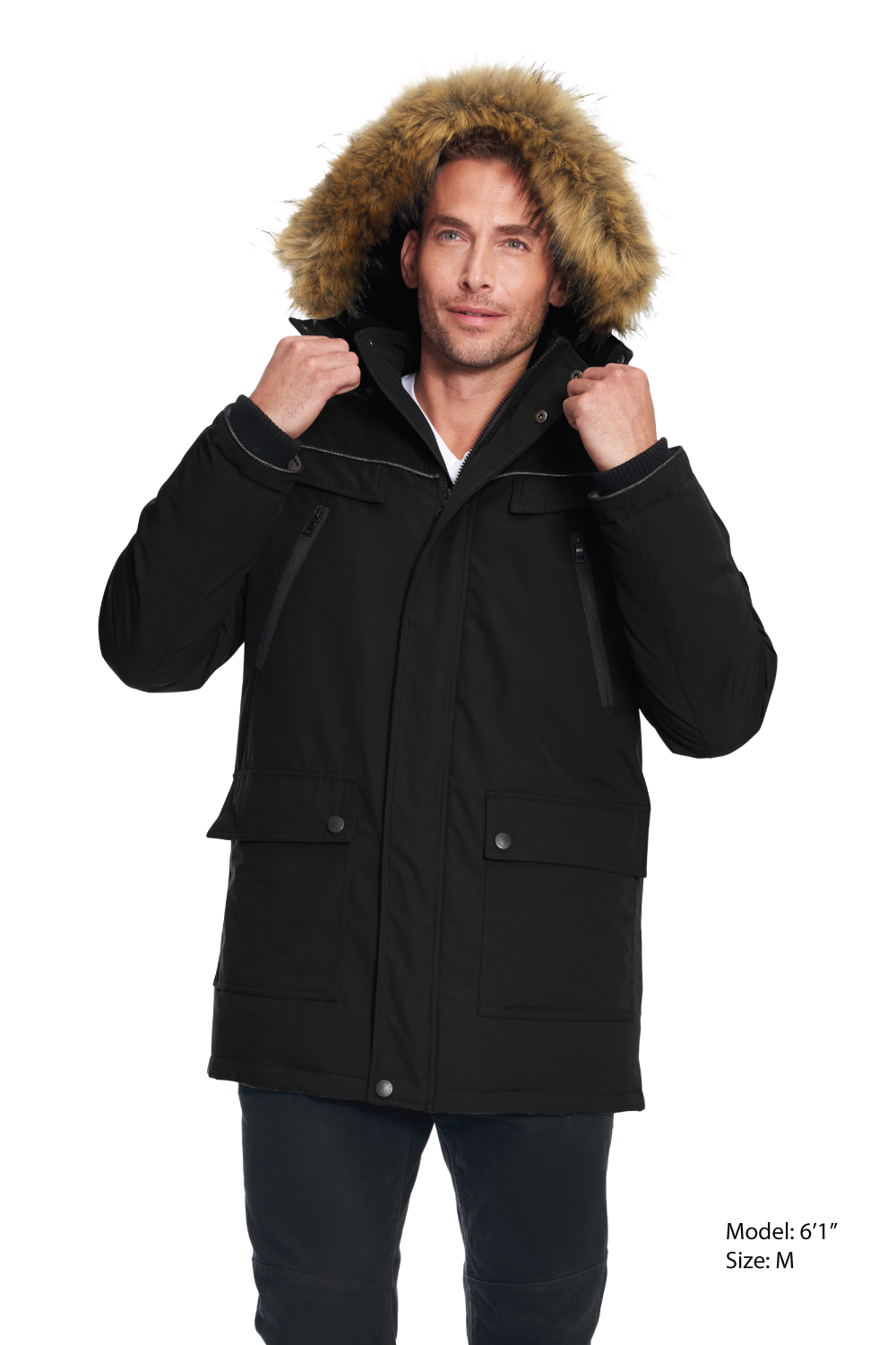 FRASER | PARKA EN DUVET VÉGAN POUR HOMME (RECYCLÉE), NOIR