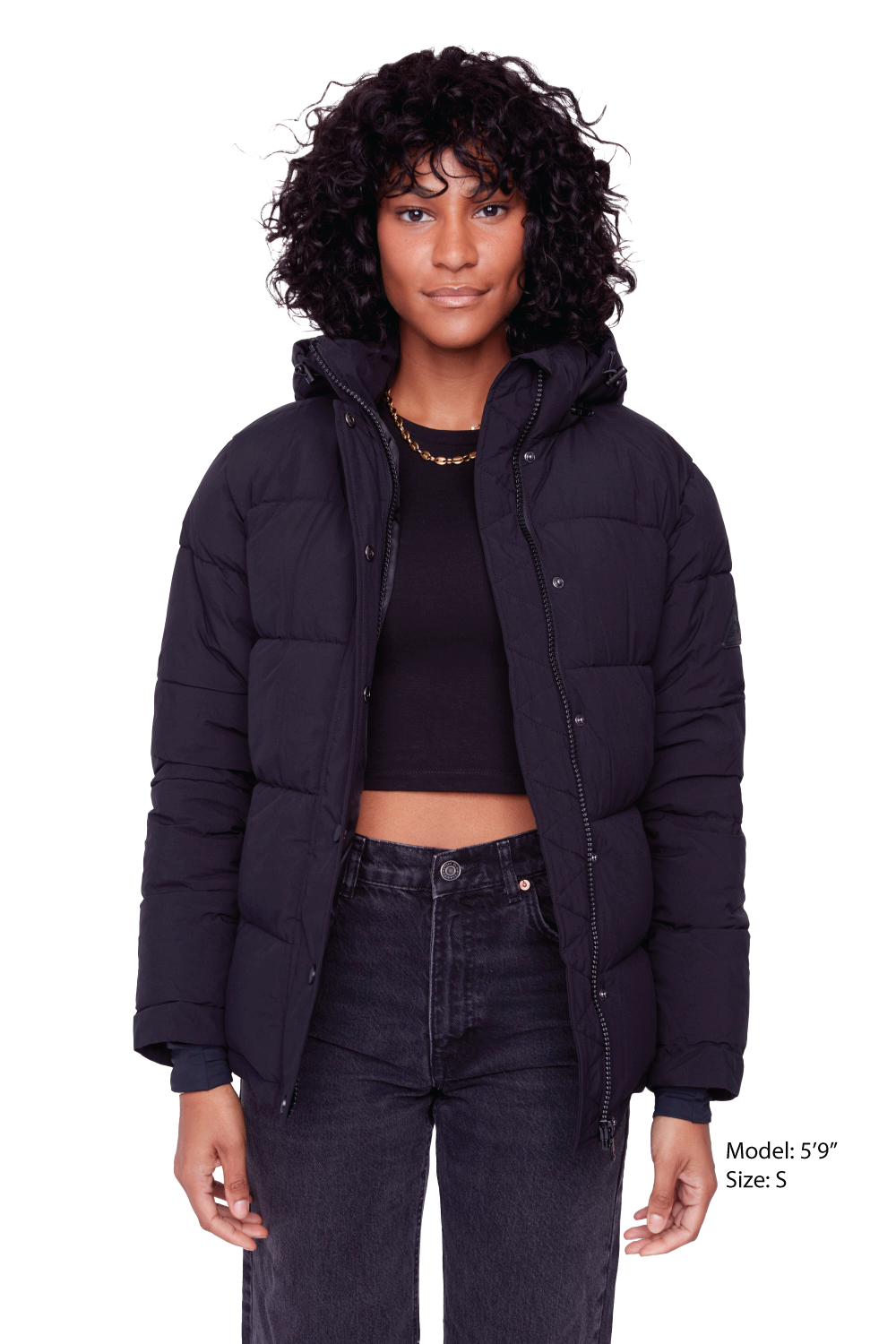 FORILLON | Doudoune courte végane pour femme (duvet recyclé), noire