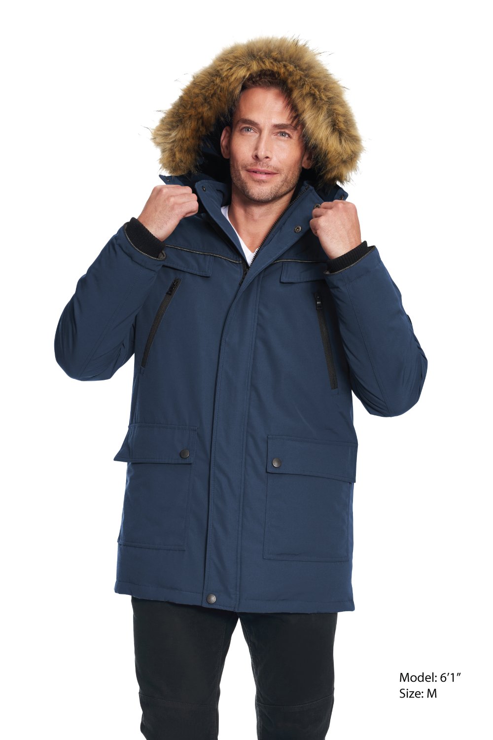 FRASER | PARKA EN DUVET VÉGAN POUR HOMME (RECYCLÉE), BLEU MARINE