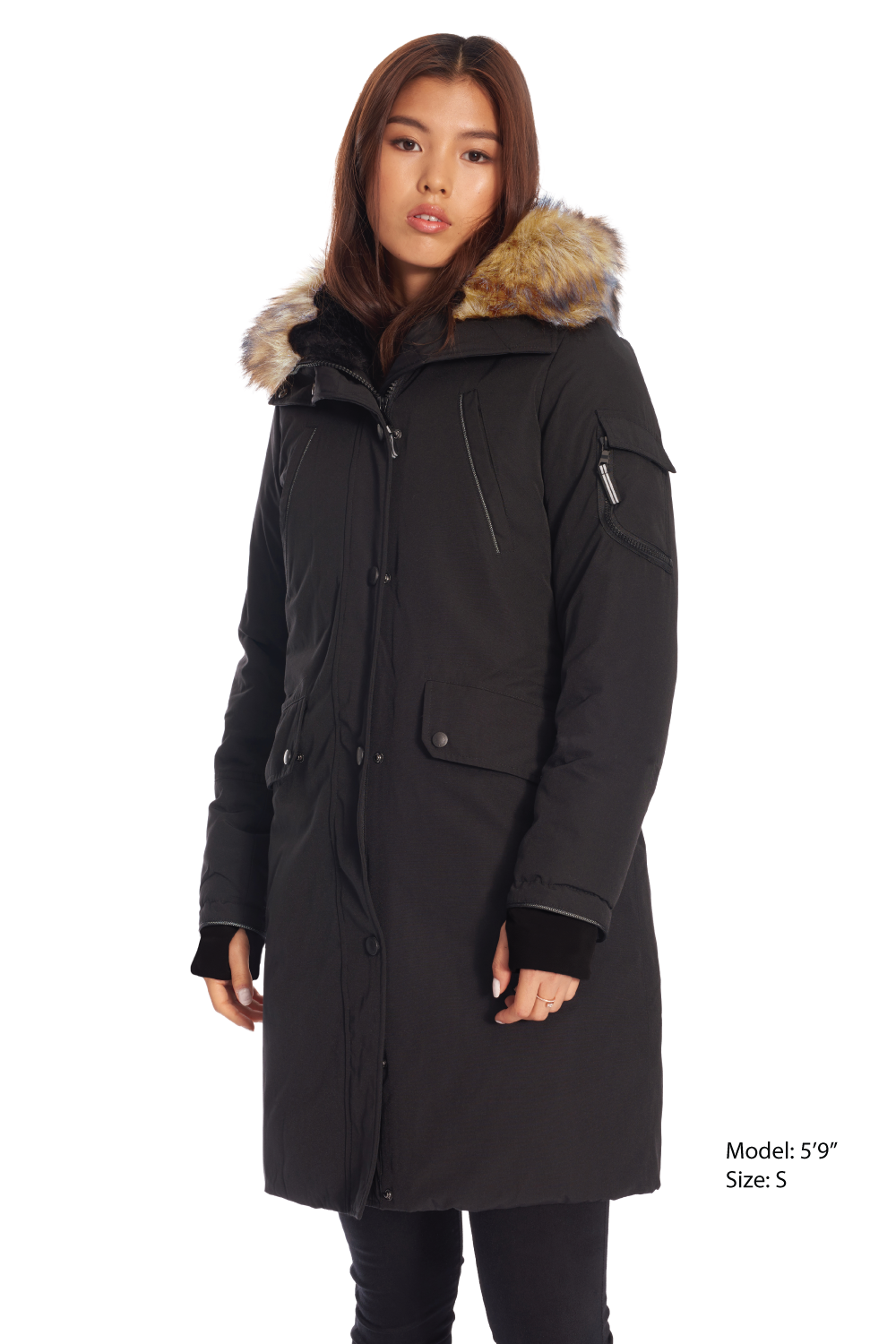 LAURENTIAN | PARKA LONGUE EN DUVET VÉGAN (RECYCLÉE) POUR FEMME, NOIR