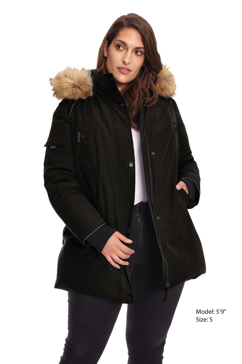 GLACIER PLUS | PARKA FEMME EN DUVET VÉGAN (RECYCLÉE), NOIR (TAILLE GRANDE)