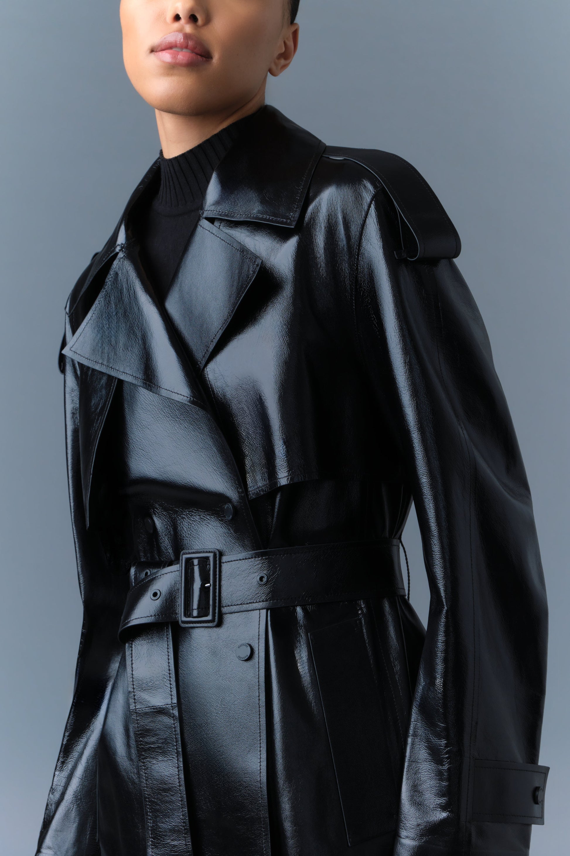Trench en cuir CARMELA avec ceinture