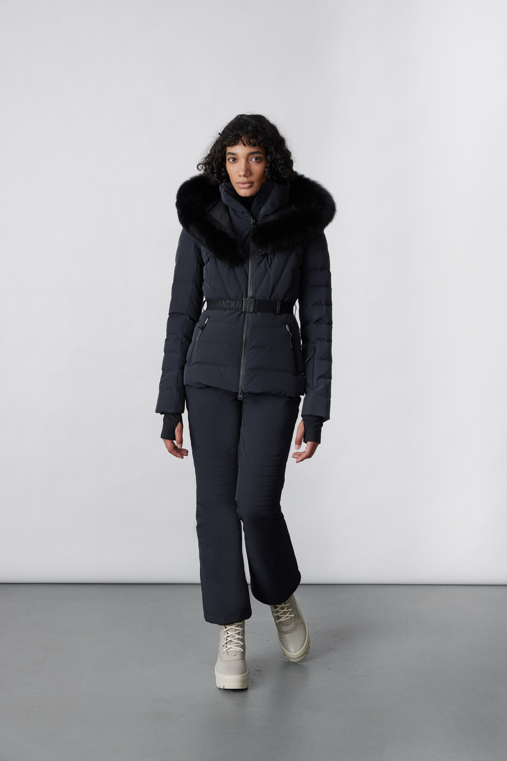 ELITA-Z Down ski jacket with removable blue fox fur trim