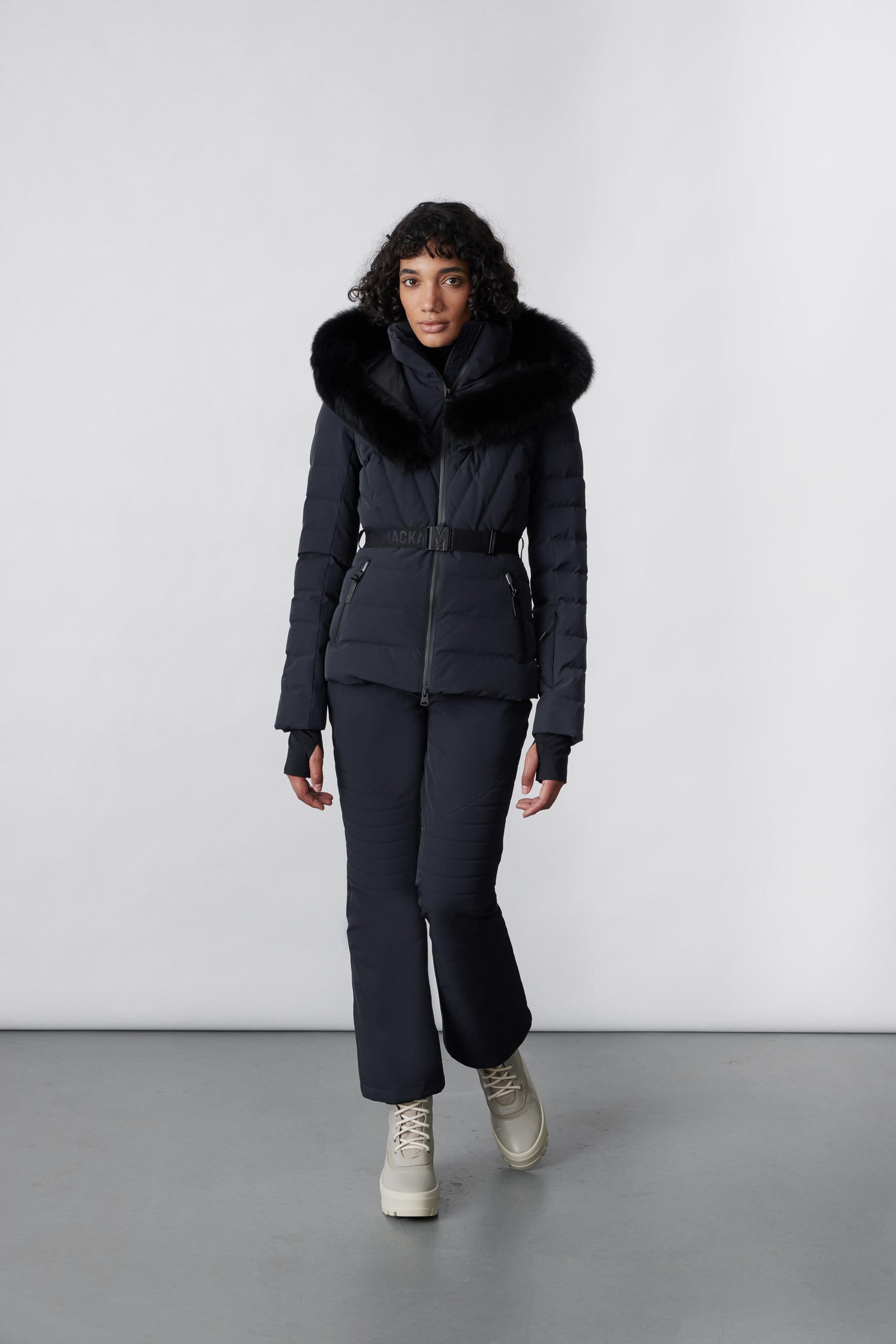 ELITA-Z Down ski jacket with removable blue fox fur trim
