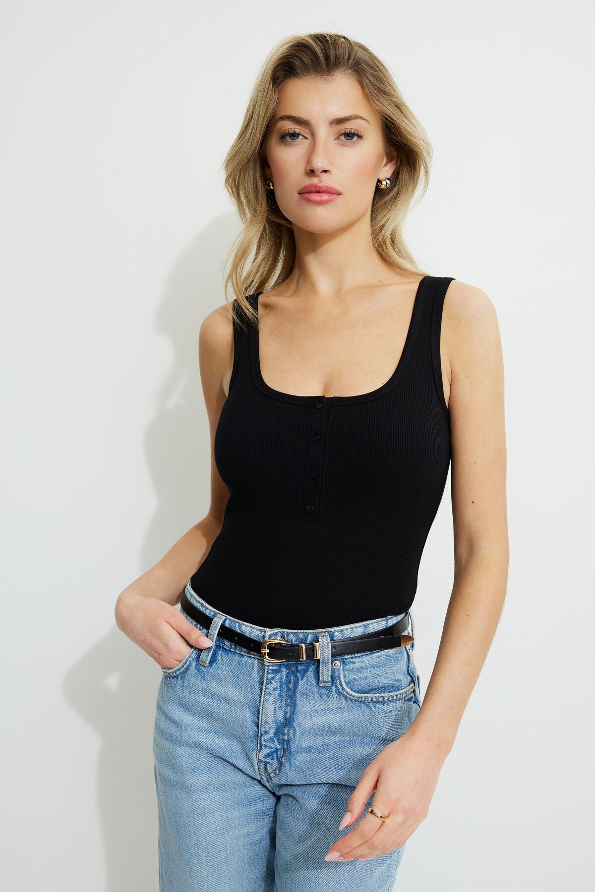 Ribbed Henley Bodysuit