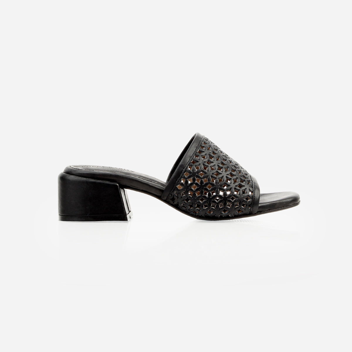 The Paloma Heeled Sandal Perforated Black