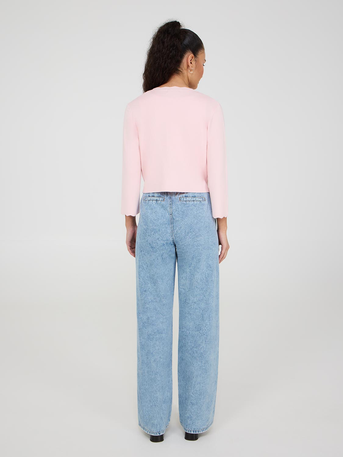 Cardigan boléro avec détails festonnés