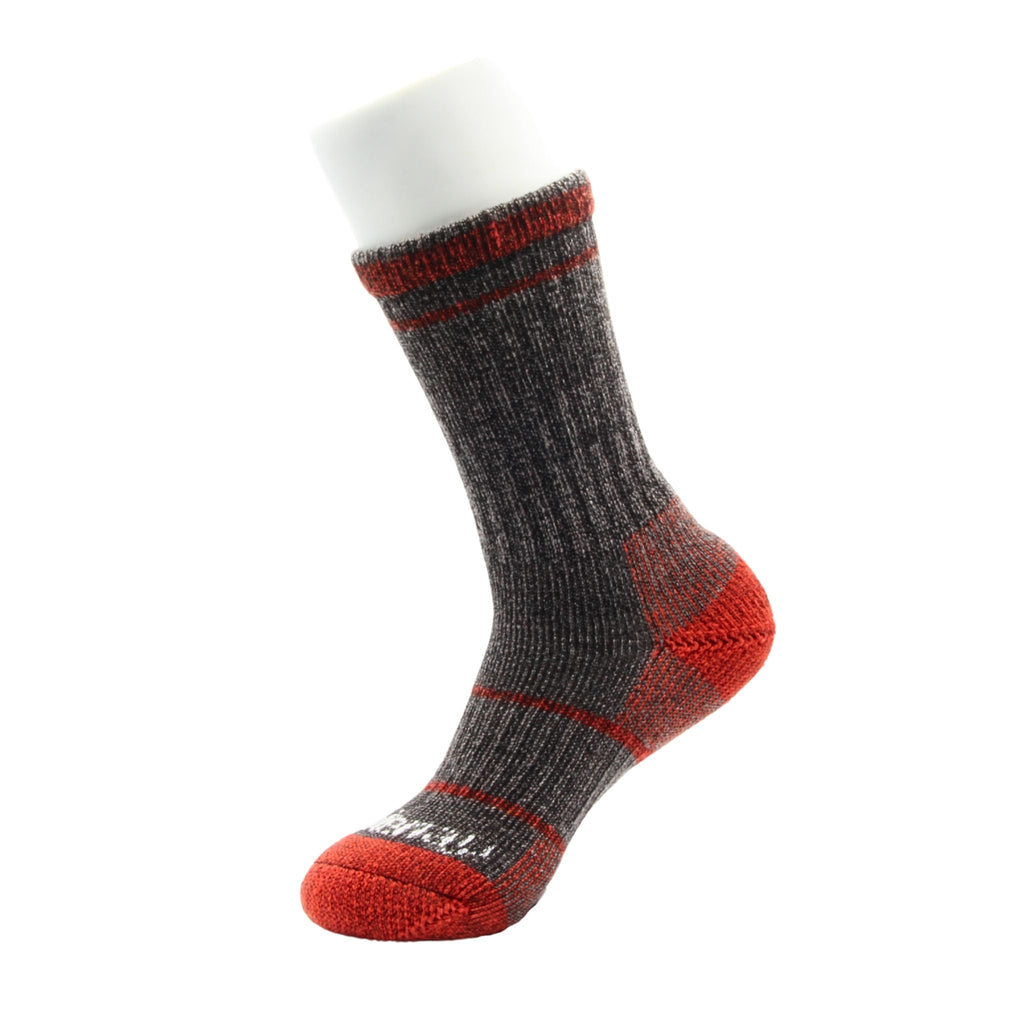 Taupe and Orange Midweight Merino Wool Crew Kootenay Sock