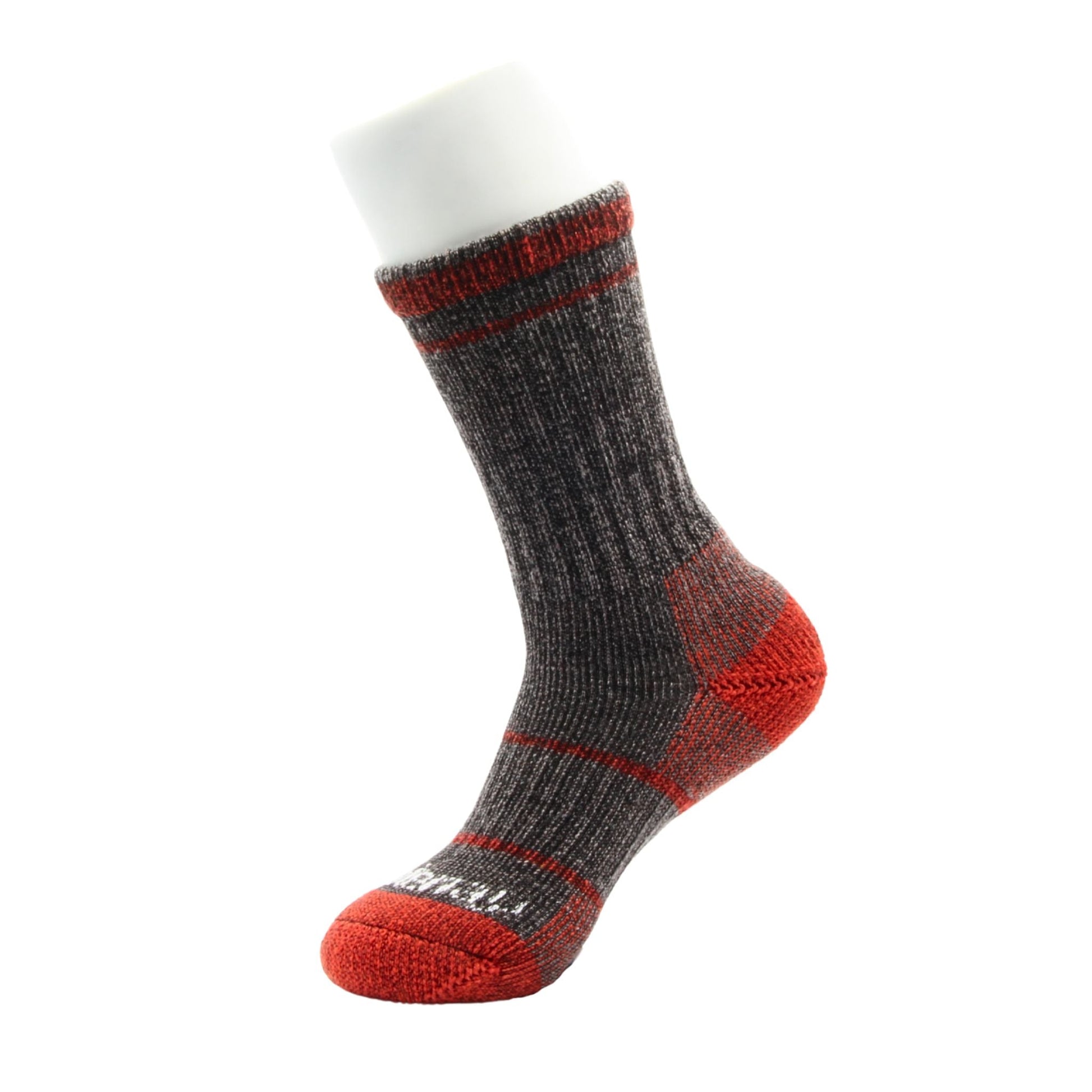 Taupe and Orange Midweight Merino Wool Crew Kootenay Sock