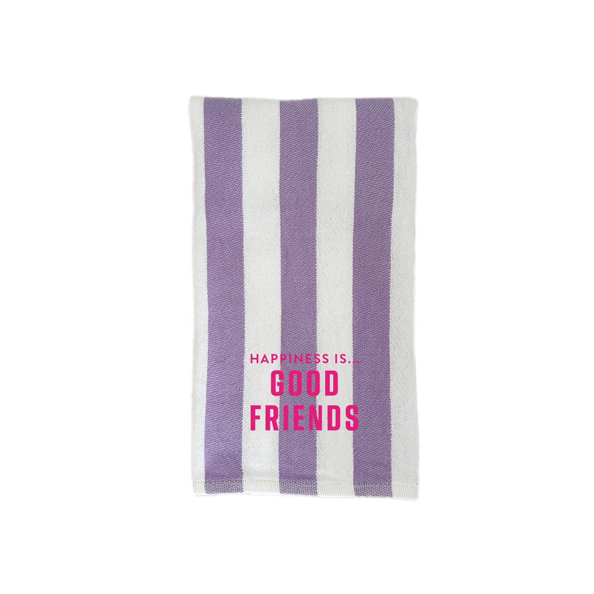 Tea/Hand Towel Good Friends, Striped Lilac with hot pink