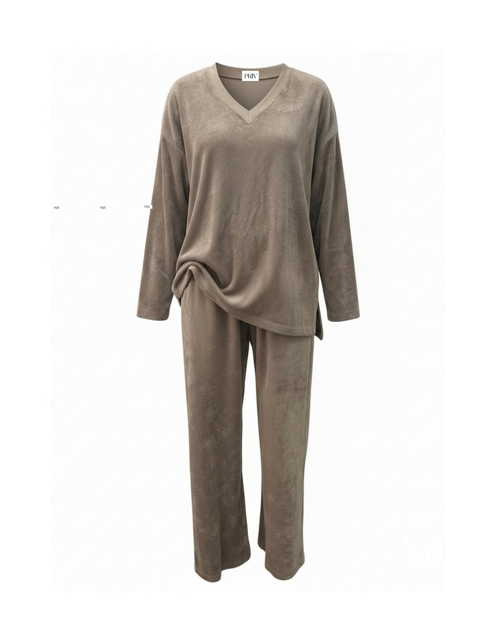 Terry & Co. - Relaxed French Terry Matching Lounge Set For Women 2PC In Latte