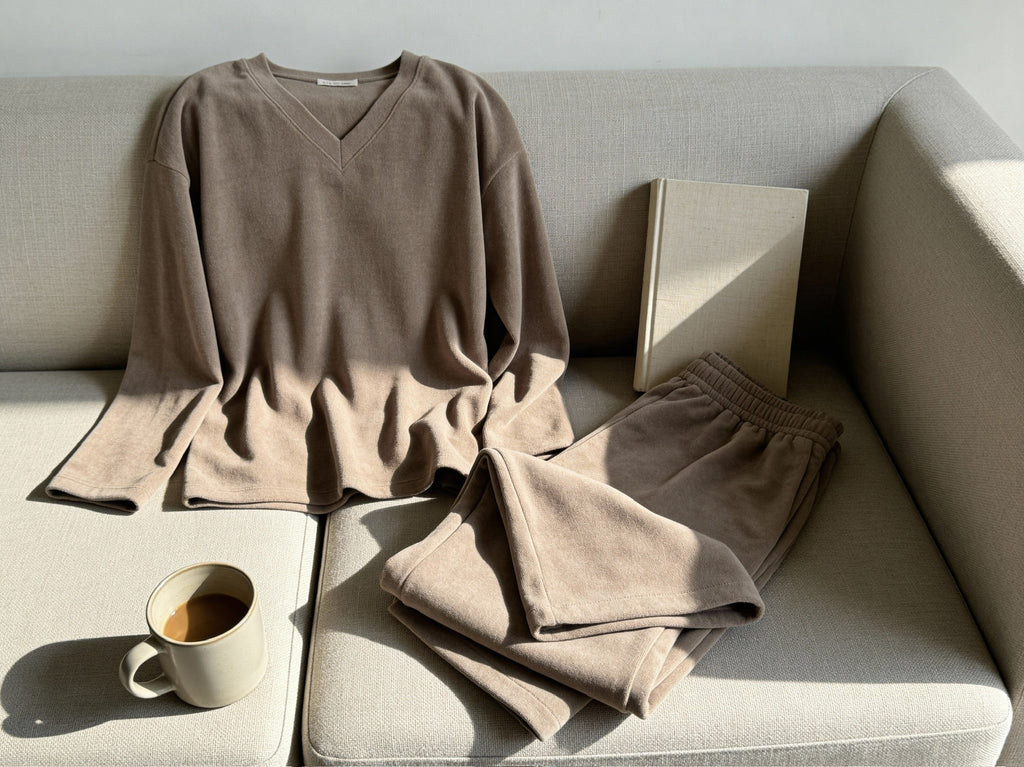 Terry & Co. - Relaxed French Terry Matching Lounge Set For Women 2PC In Latte