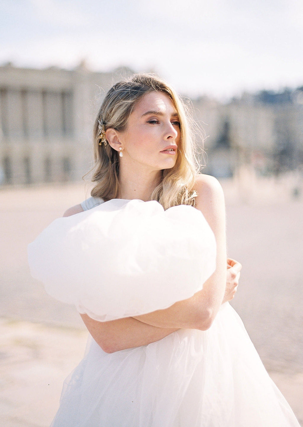 JESS Double Pearl Drop Bridal Earrings