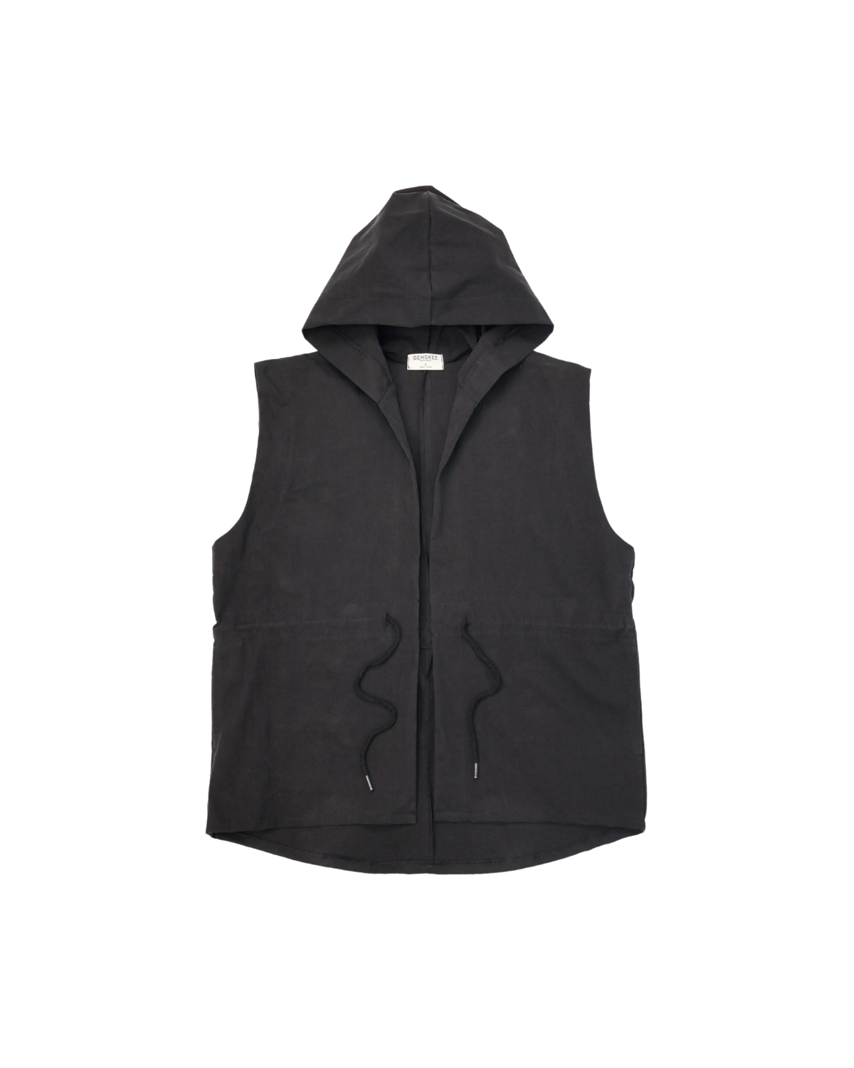 The Easy Layer Cotton Hooded Vest in Black