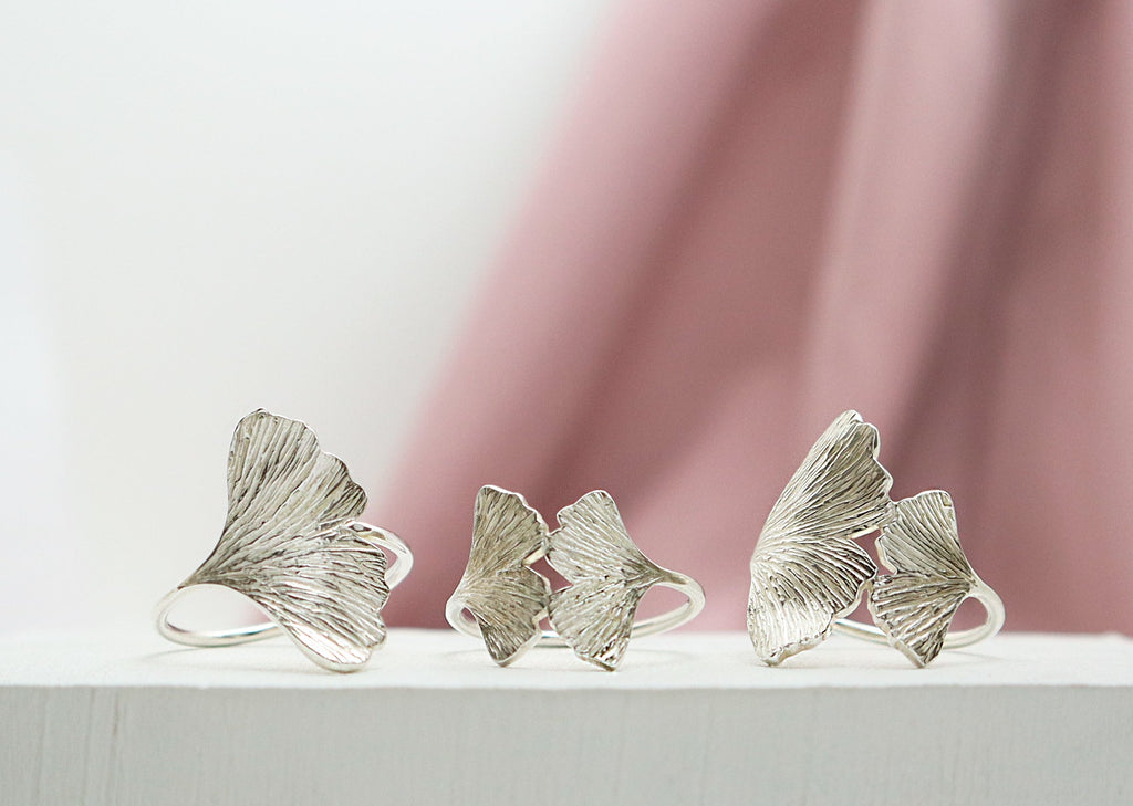 Ginkgo Ring - Small + Large Leaf Ring