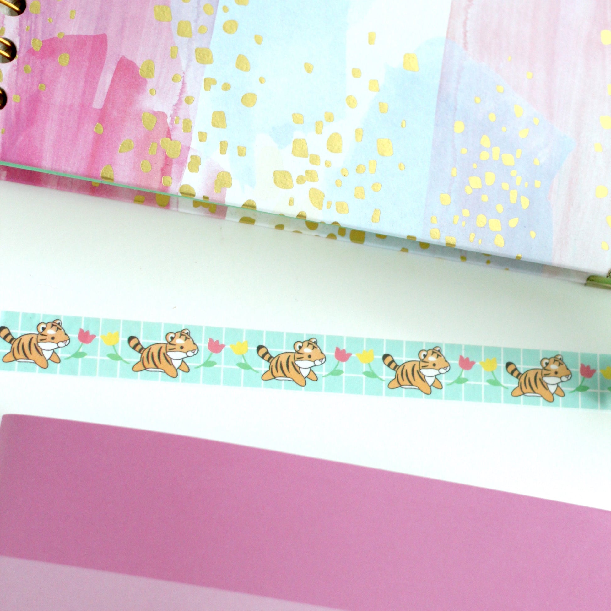 Leaping Tiger Washi Tape - Turquoise Grid Washi - Tiger Stationery
