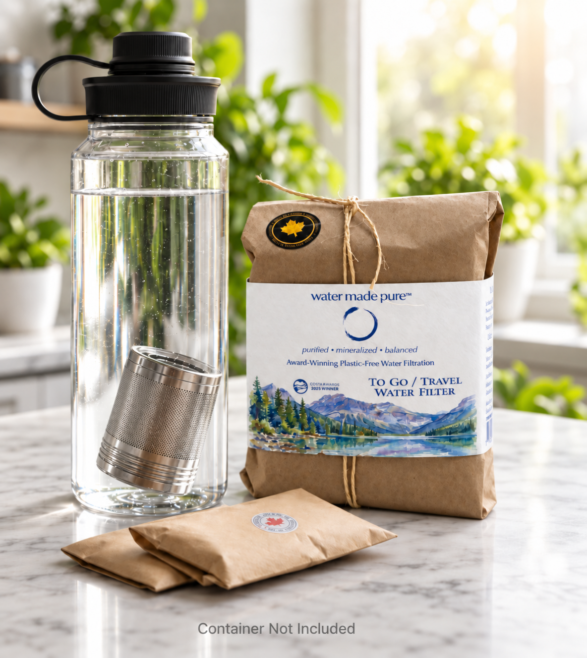 Portable Water Filter for Bottles – Plastic-Free Travel Filter | 500 L | Zero Waste