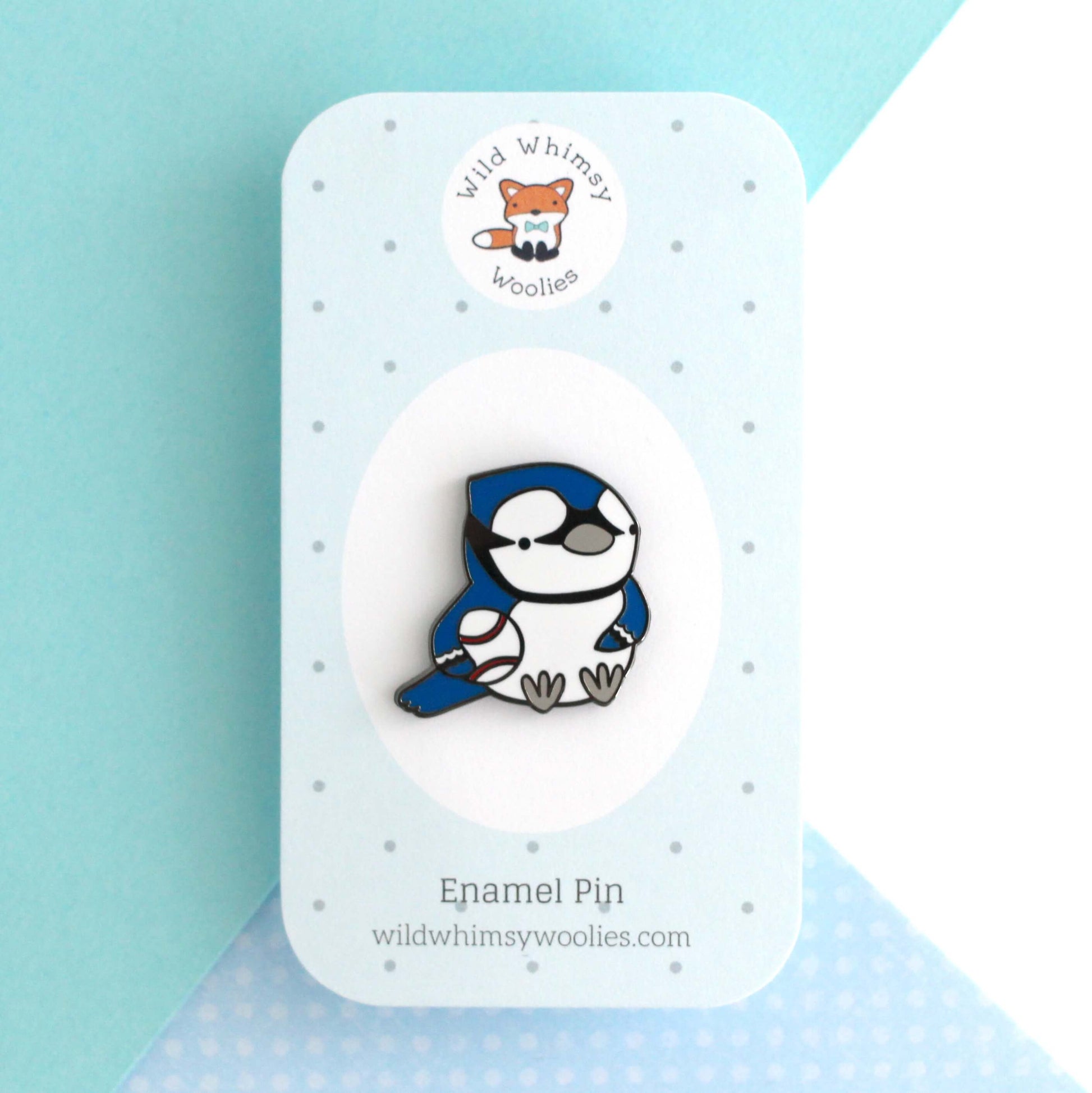 Broche émaillée geai bleu - Broche baseball - Cadeau oiseau - Broche pour sac à dos