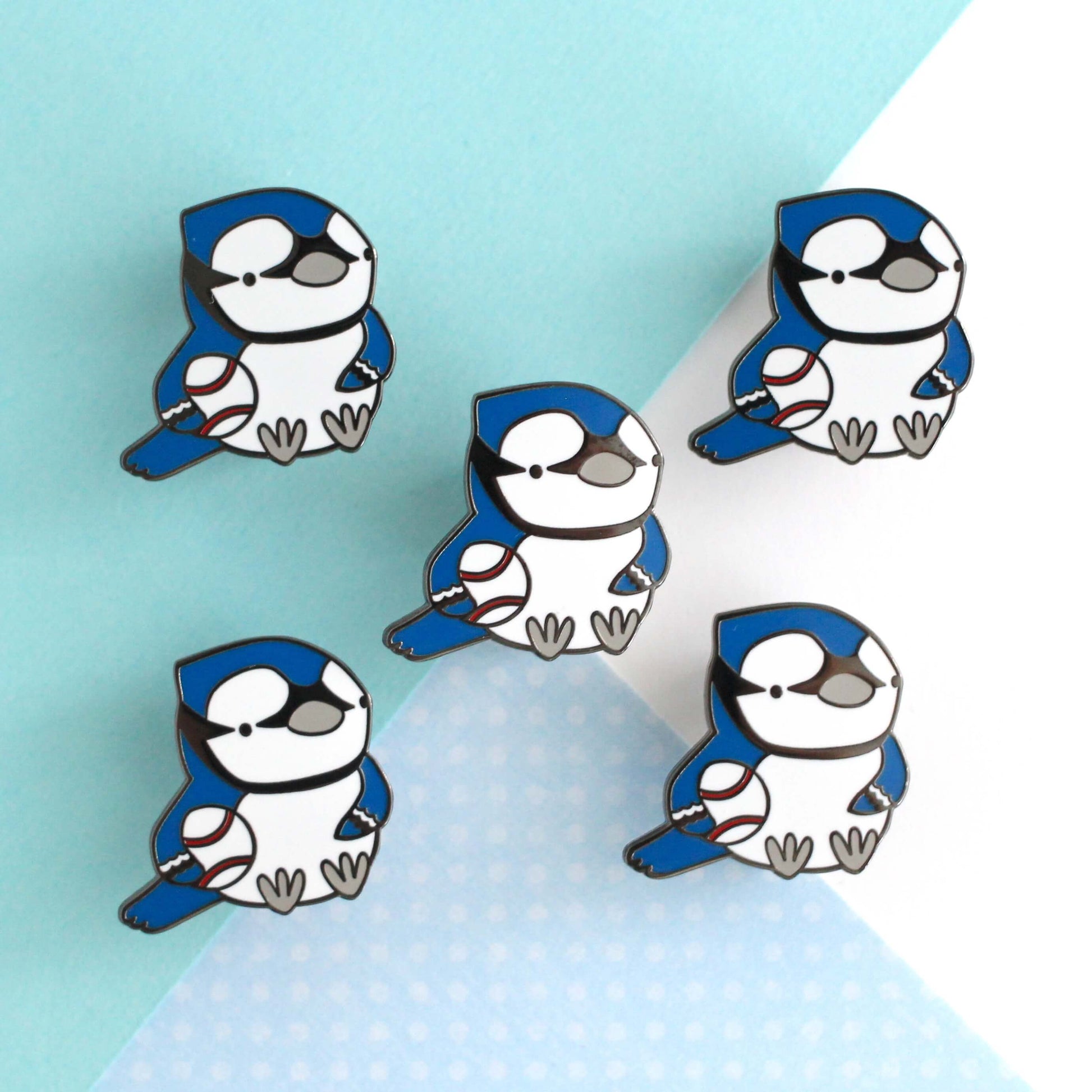 Broche émaillée geai bleu - Broche baseball - Cadeau oiseau - Broche pour sac à dos